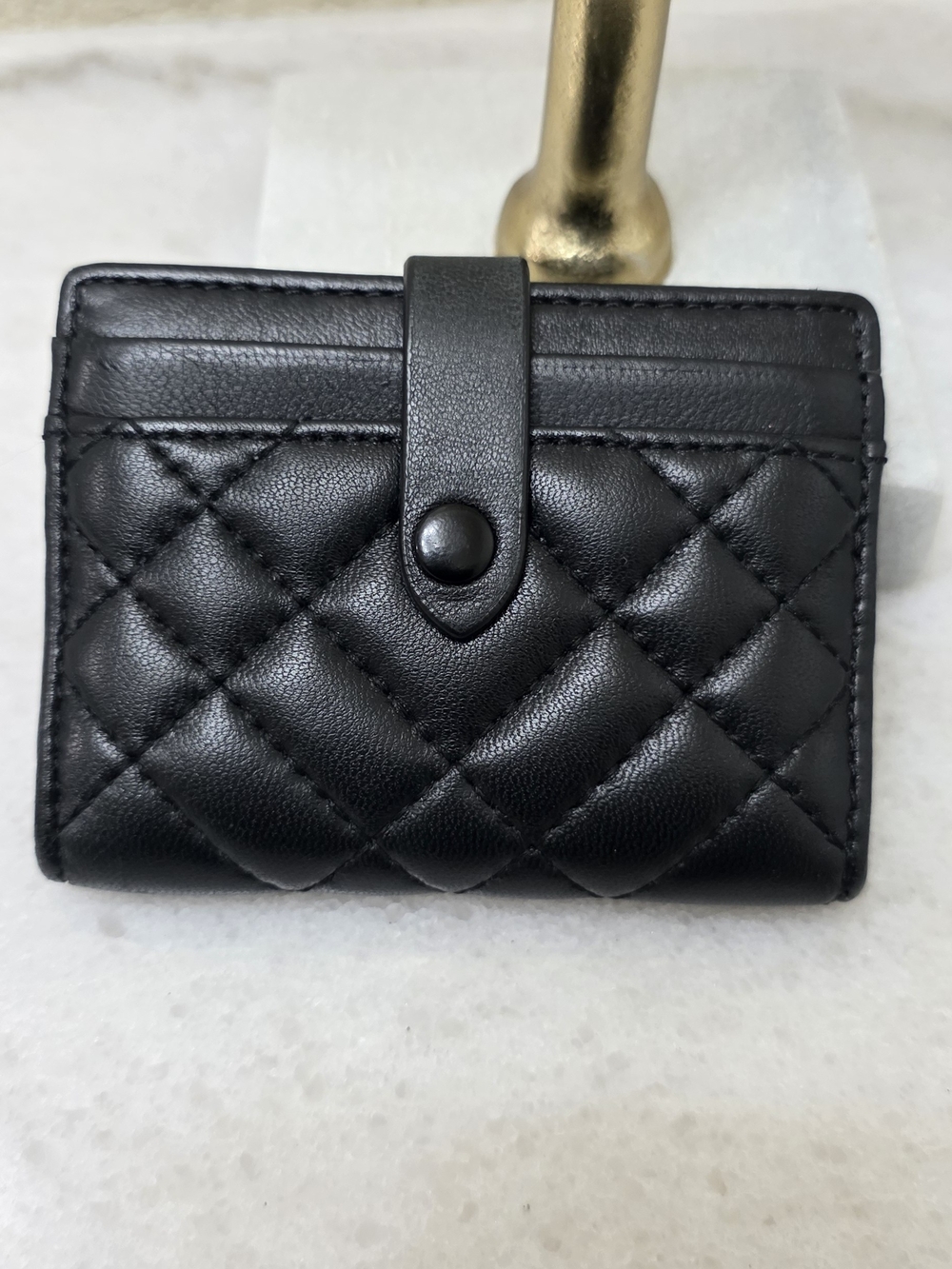Kurt Geiger London Slim Leather Card Wallet Quilted Black